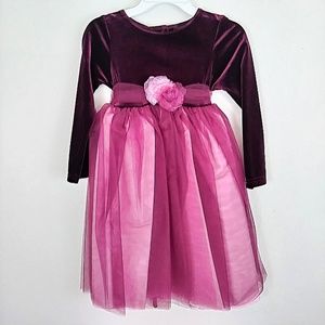 Burgundy wine velour and tulle dress